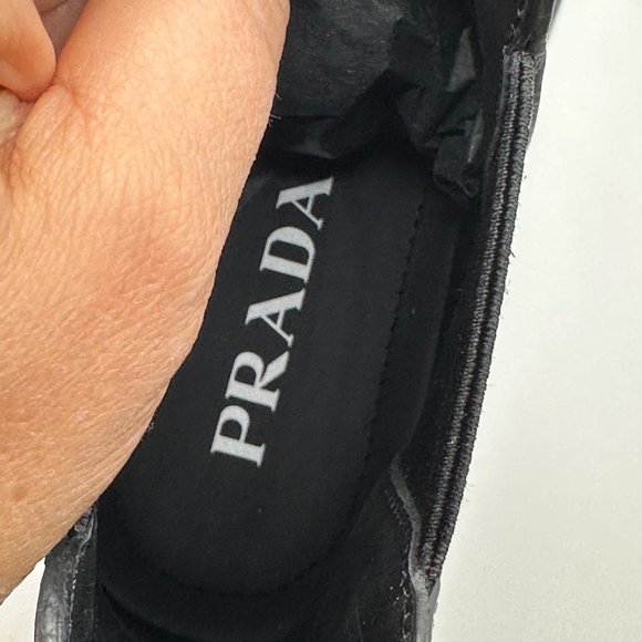 PRADA Monolith Brushed Leather Lug Sole Pull On Chelsea Ankle Boots Black - Picture 13 of 15